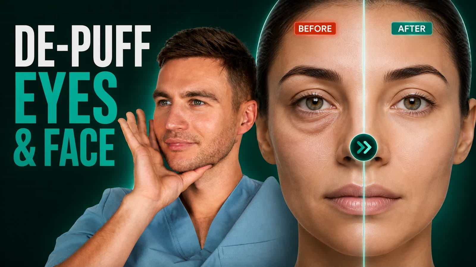 De-puff eyes and face with Dr. Ales Ulishchenko — before and after the under-eye area — was $190, today only $19