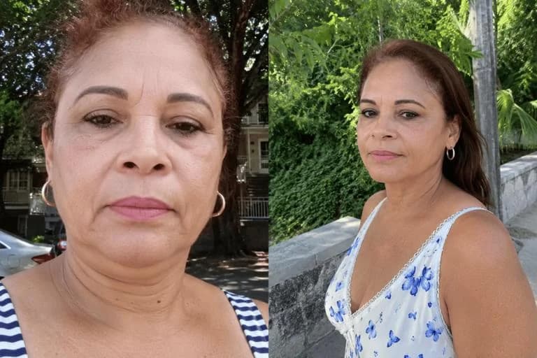 Before and after: lifted facial oval and smoother neck line