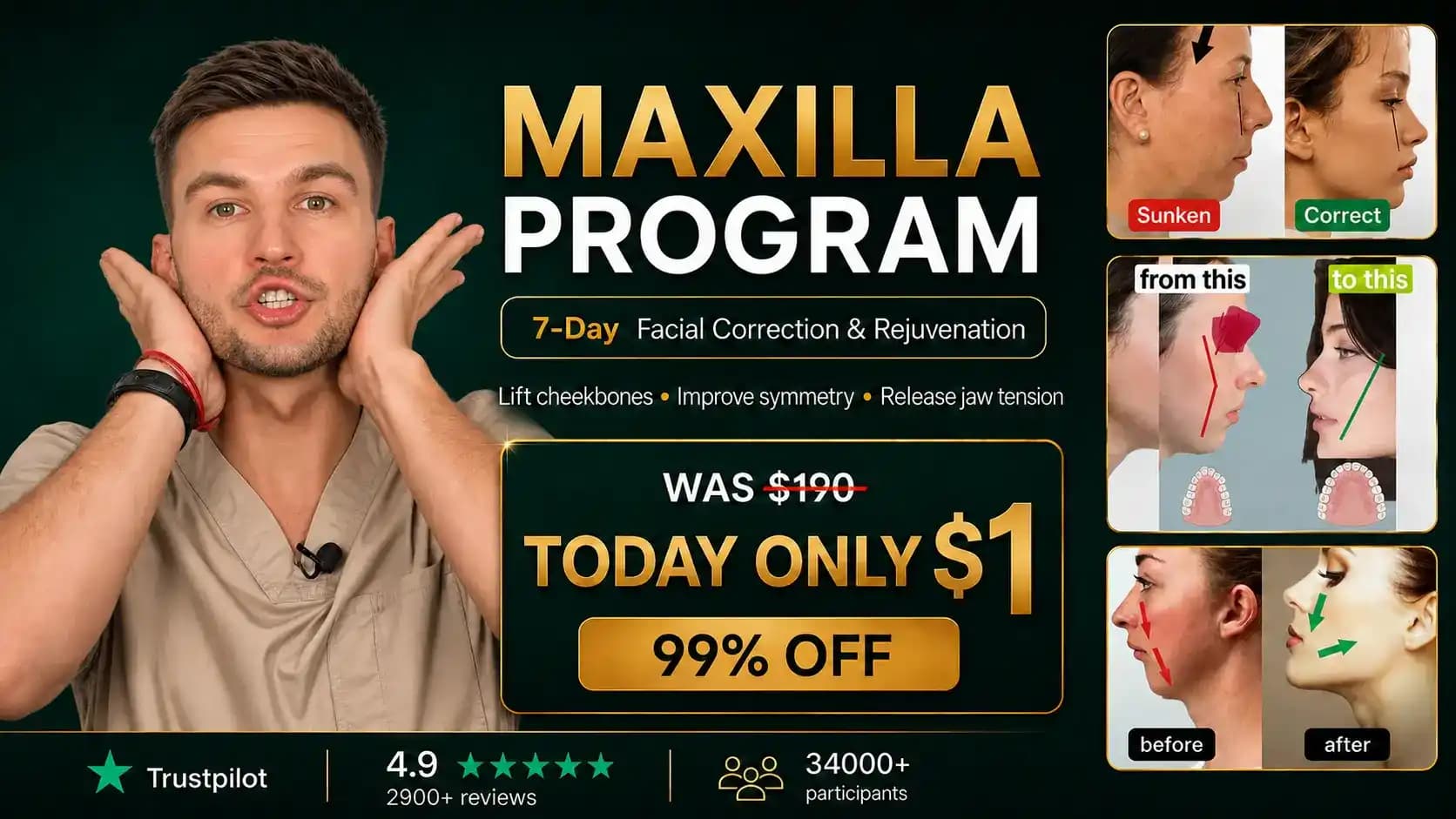 Maxilla Program — 7-Day Facial Correction & Rejuvenation — was $190, today only $1