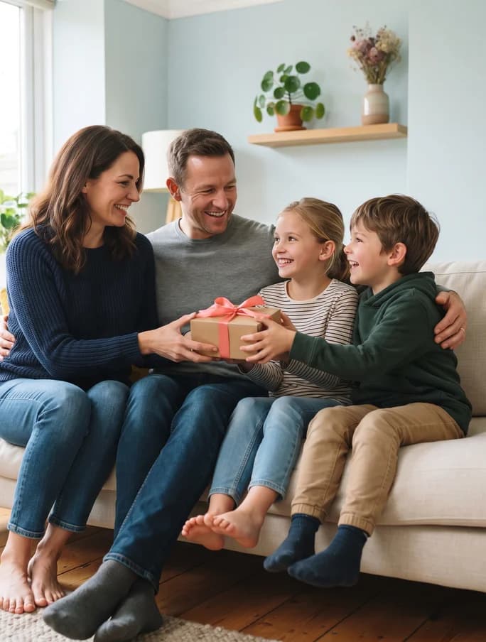 A family celebrating together