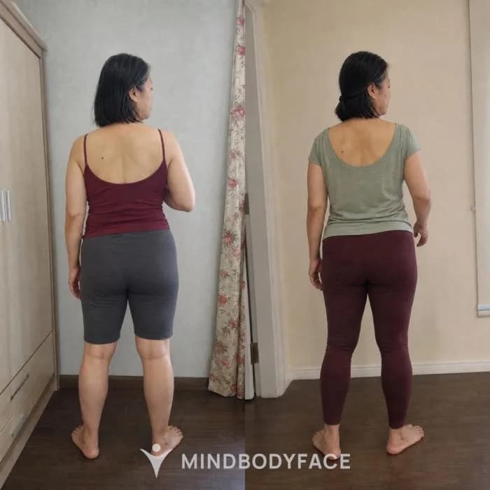 The glutes lift and firm instead of sitting flat