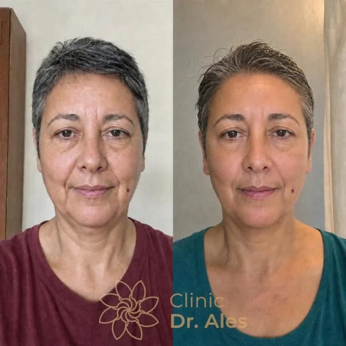 Before and after — Case 10: Softer folds, visibly lifted cheek contour
