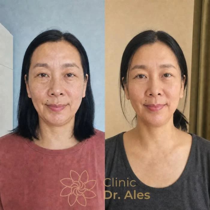 Before and after — Case 14: Smoother nasolabial area, lifted jawline