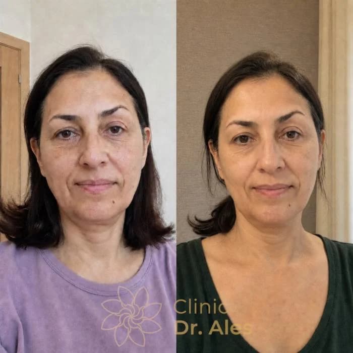 Before and after — Case 4: Shallower nasolabial folds, fresher mid-face