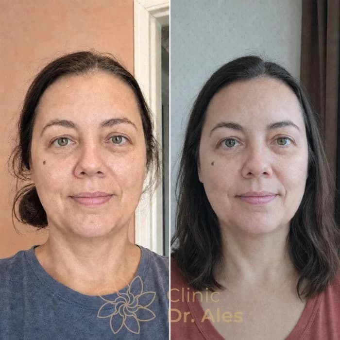 Before and after — Case 9: Softer nasolabial folds, less facial puffiness