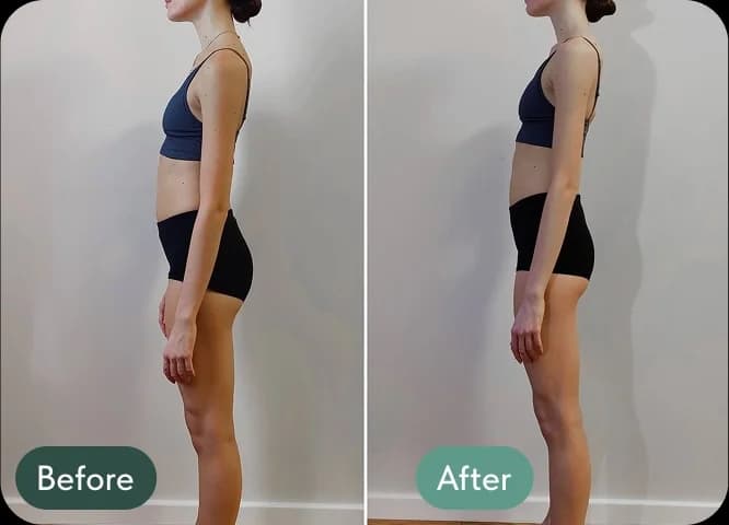 “For the first time in years, I feel like I’m standing tall”. Neutral position of the pelvis, this contributes to the better functioning of internal organs, improves blood circulation in the pelvic region and reduces the risk of stagnation of lymph and blood. The pelvis is stabilized, which means that the pelvic floor muscles, deep abdominal muscles and lower back work more efficiently, supporting the internal organs in the correct position. Tightened glutes and deep core muscles which lead to better body balance