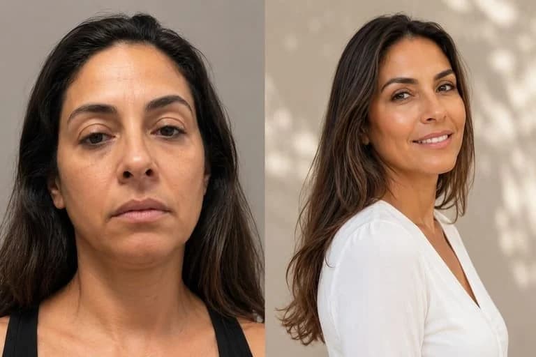 Antes · Después — Camila T., 42 años